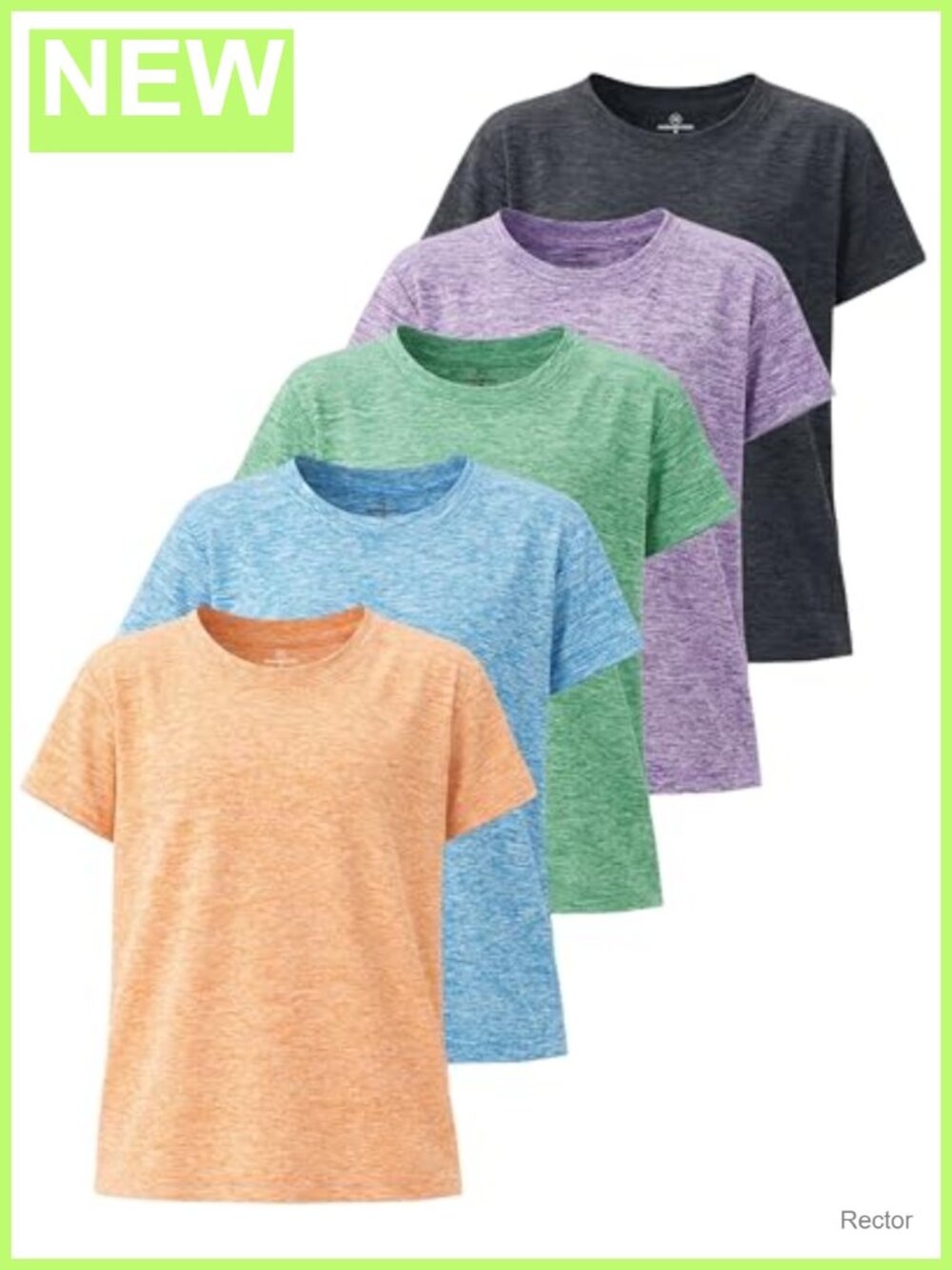 Girls Dry Fit Short Sleeve Crew Neck Athletic T-Shirts 5 Pack